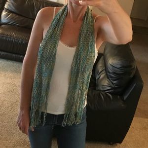 Multicolor fringe trim scarf